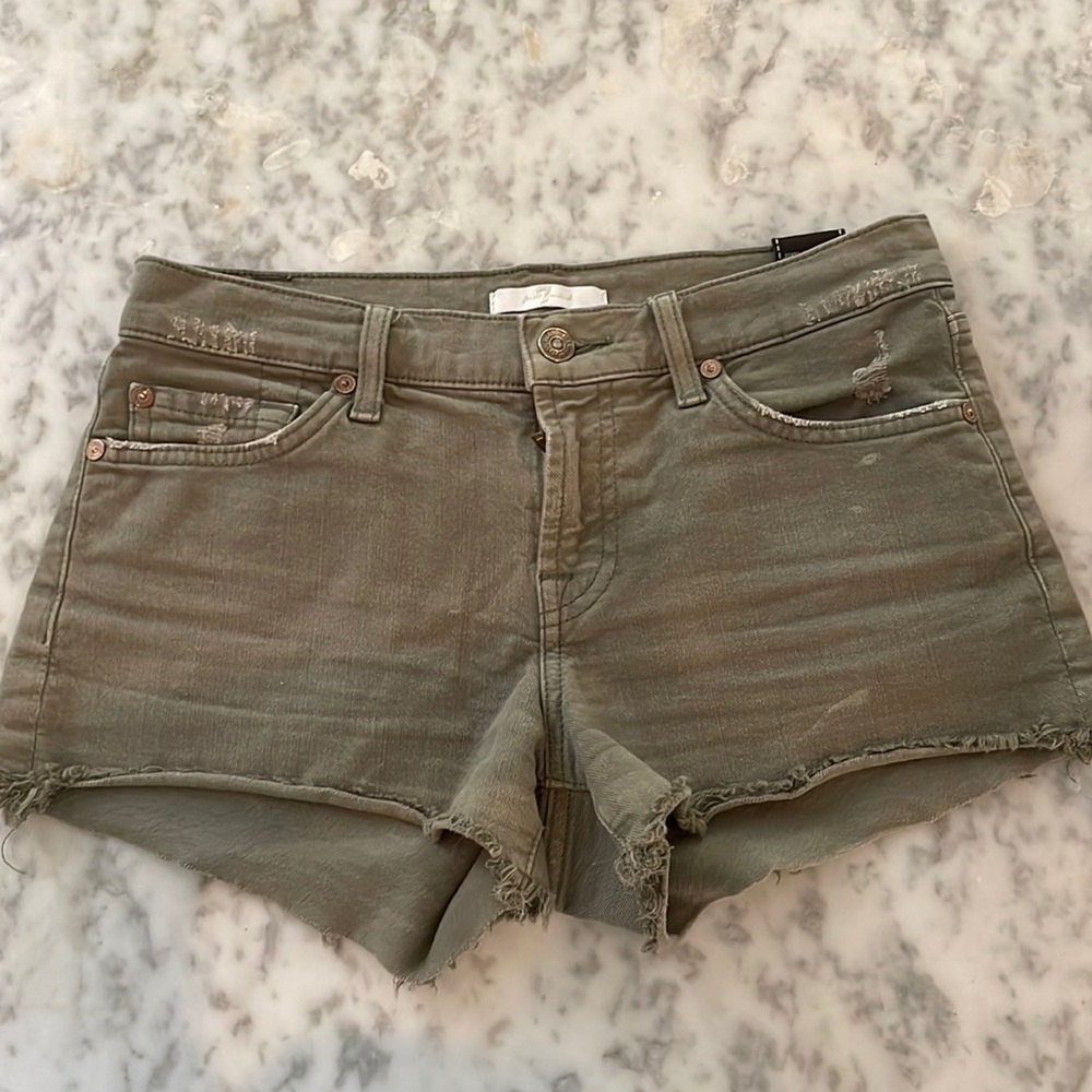 Army green 7 for all mankind jean shorts